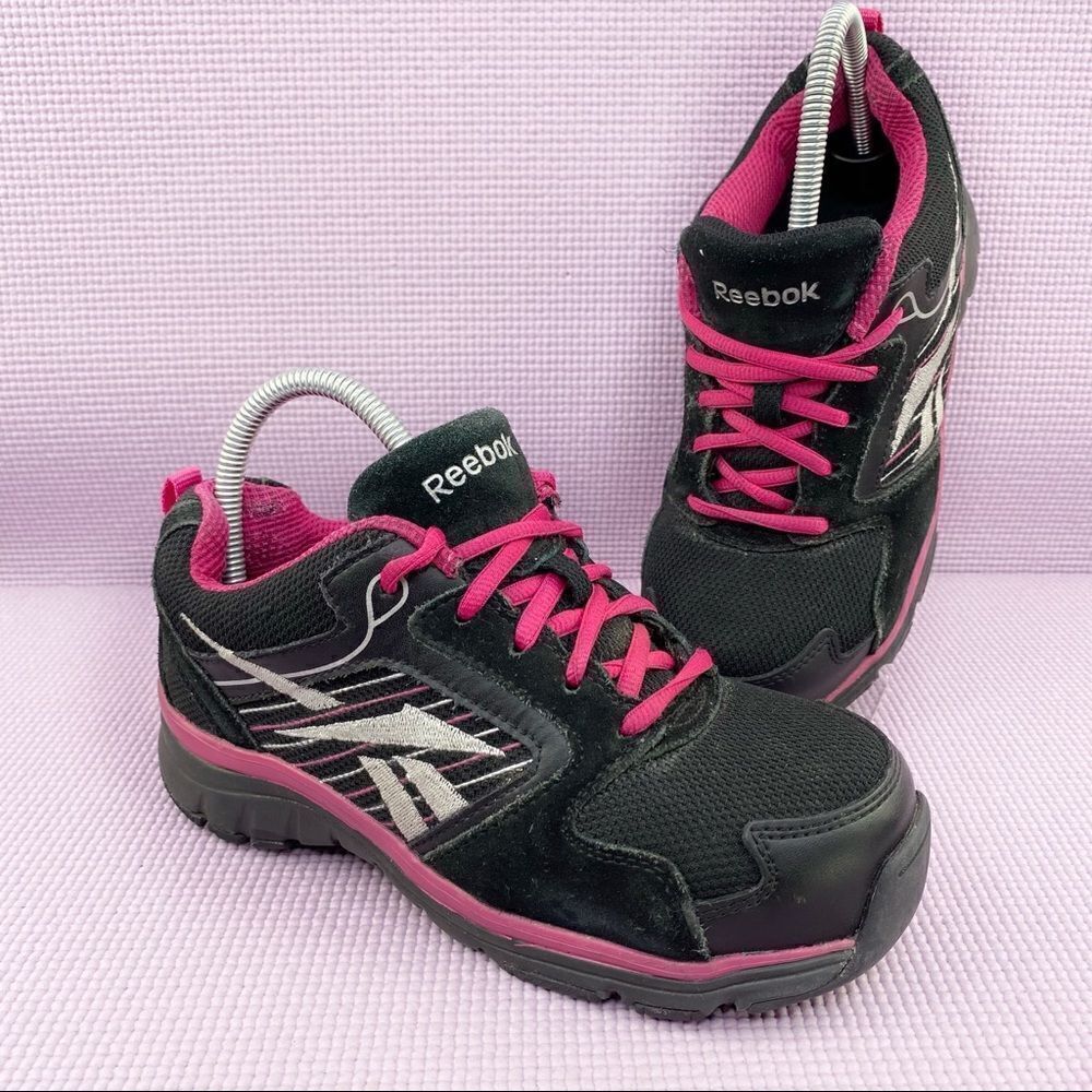 Reebok‎ RB454 Anomar Safety Work Shoes Sneakers Black Pink 6